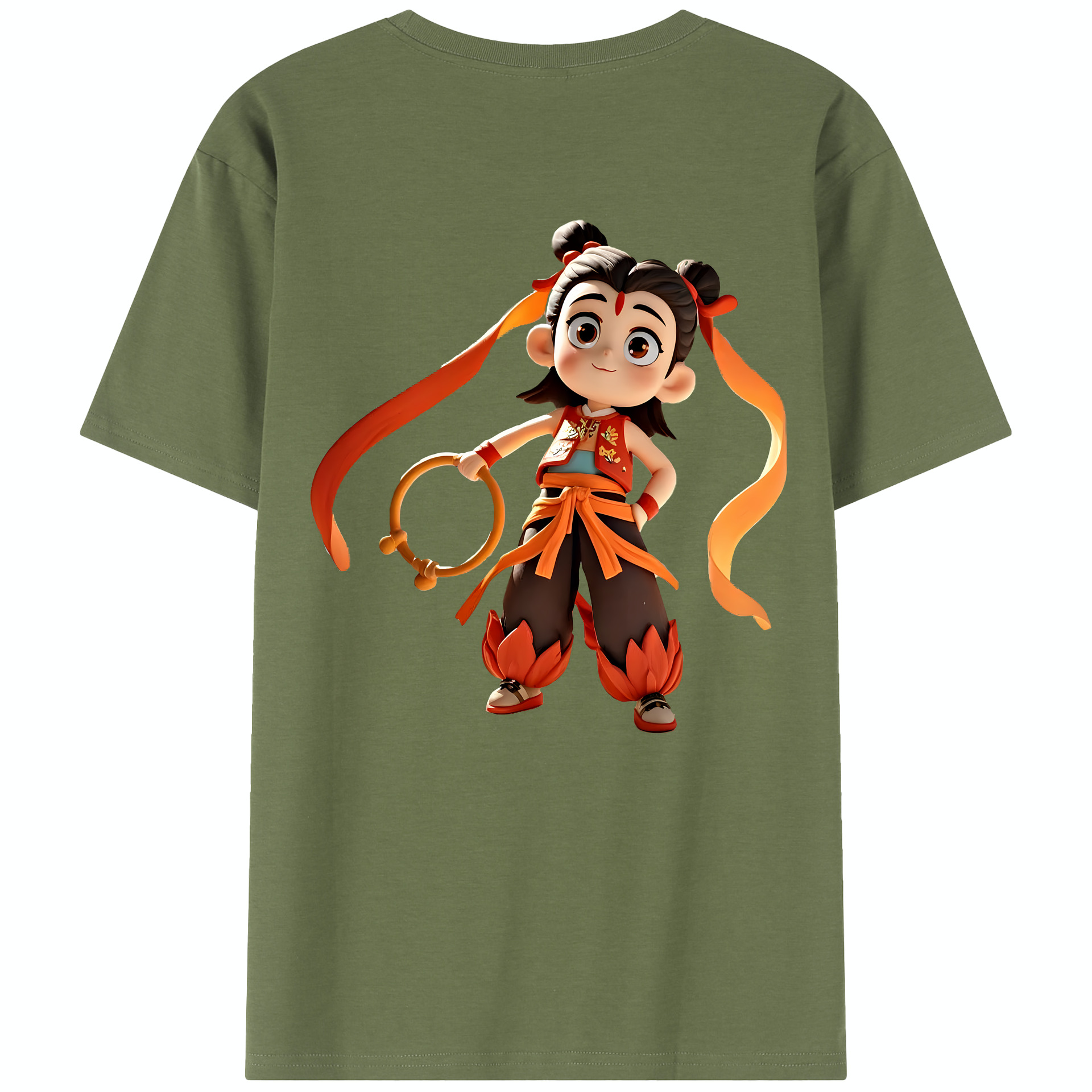 （画像用） Ne Zha 2 ナタ 魔童の大暴れ 綿100％半袖Tシャツ（背面プリント）